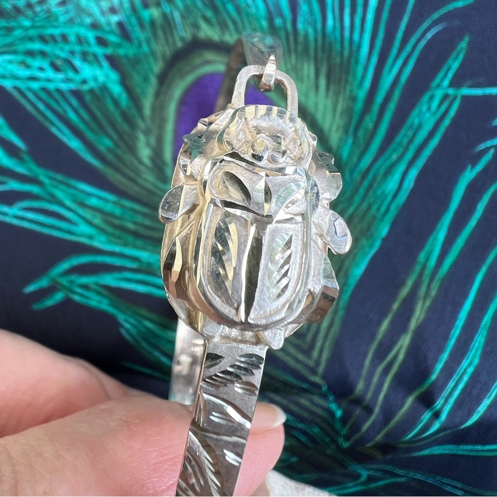 SILVER EGYPTIAN SCARAB BRACELET
